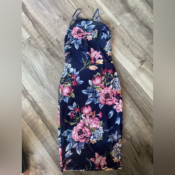NWOT Blue and flower Print Women’s Midi Dress Size XS-S - Picture 5 of 9